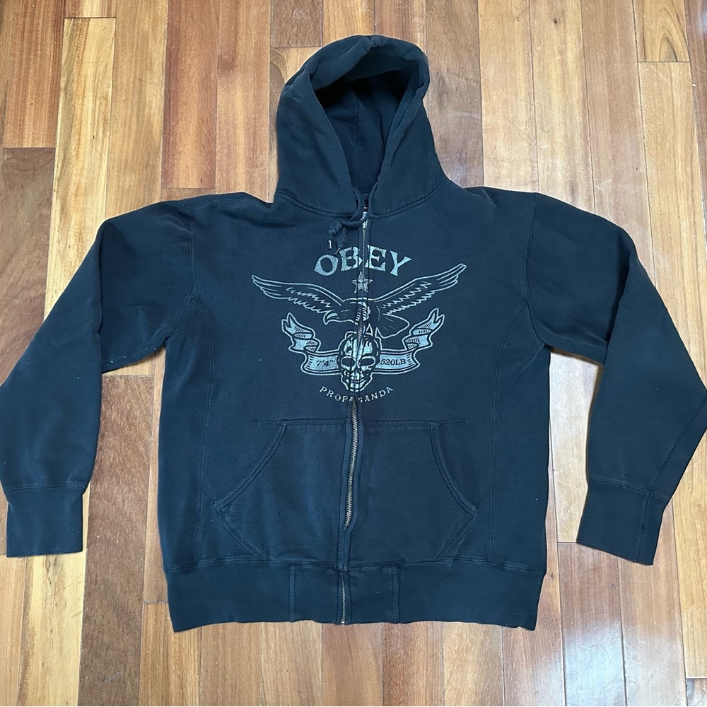 Obey Black Zip-Up Sweater